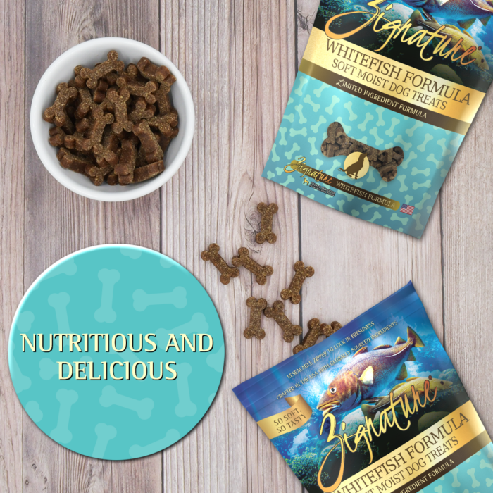 Zignature Grain Free Whitefish Formula Soft Moist Dog Treats, Nutritious and Delicious
