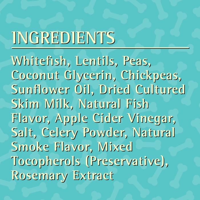 Zignature Grain Free Whitefish Formula Soft Moist Dog Treats, Ingredients