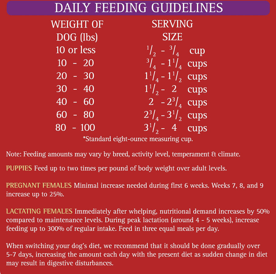 Zignature Select Cuts Lamb Formula Dry Dog Food, Feeding Guidelines and Transition