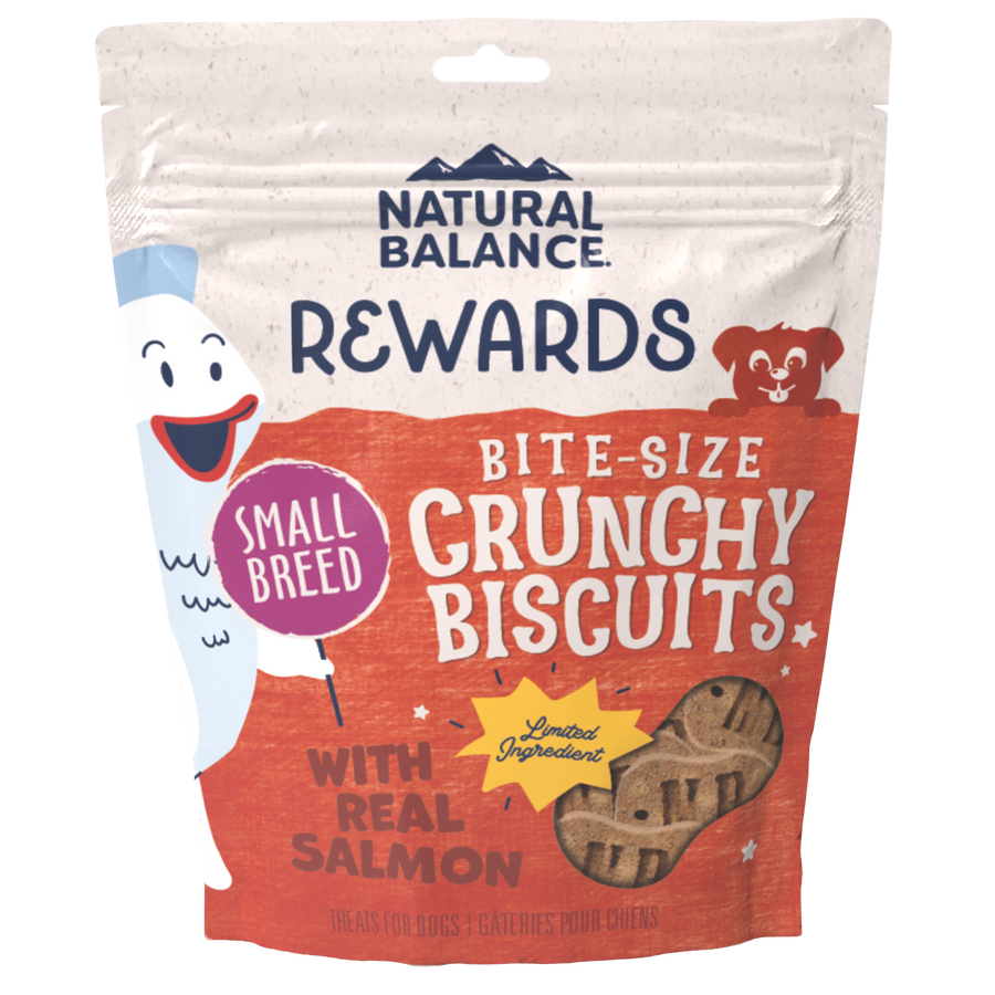 Natural Balance Rewards Bite-Size Crunchy Biscuits Small Breed With Real Salmon Dog Treat