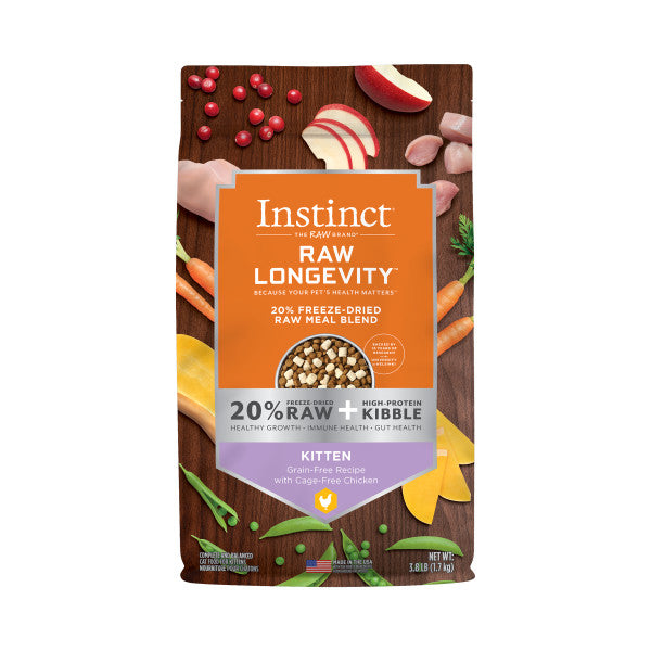 Instinct Longevity 20% Freeze Dried Raw Meal Blend Cage-Free Chicken Recipe For Kittens