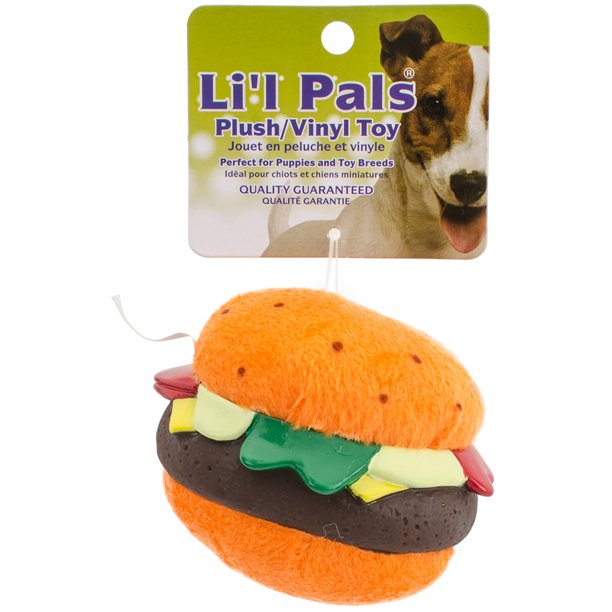 Li'l Pals Plush Hamburger Dog Toy