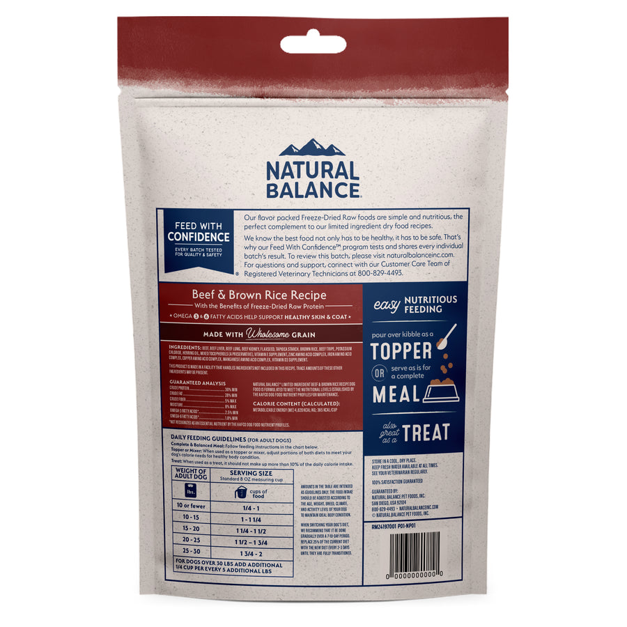 Natural Balance Limited Ingredient Freeze Dried Beef & Brown Rice Recipe Dog Freeze Dried