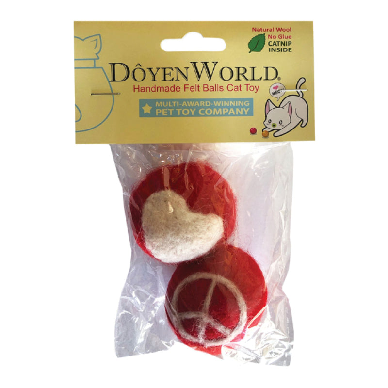 Doyen World Felt Ball Peace & Love Cat Toys