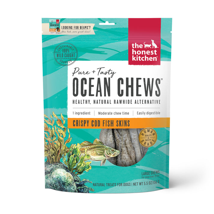 The Honest Kitchen BEAMS Grain Free Large Ocean Chews Cod Skin Dog Treats