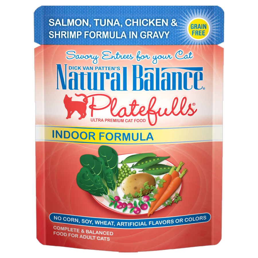 Natural Balance Original Ultra Platefulls Salmon, Tuna, Chicken & Shrimp Recipe Morsels in Gravy Cat Wet