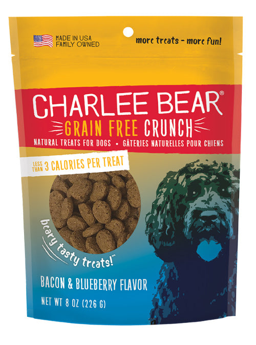 Charlee Bear Grain Free Crunch Bacon & Blueberry Flavored Dog Treats