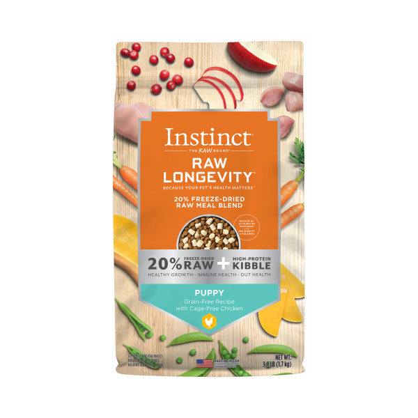 Instinct Longevity Puppy 20% Freeze Dried Raw Meal Blend Cage-Free Chicken Recipe Dog Food