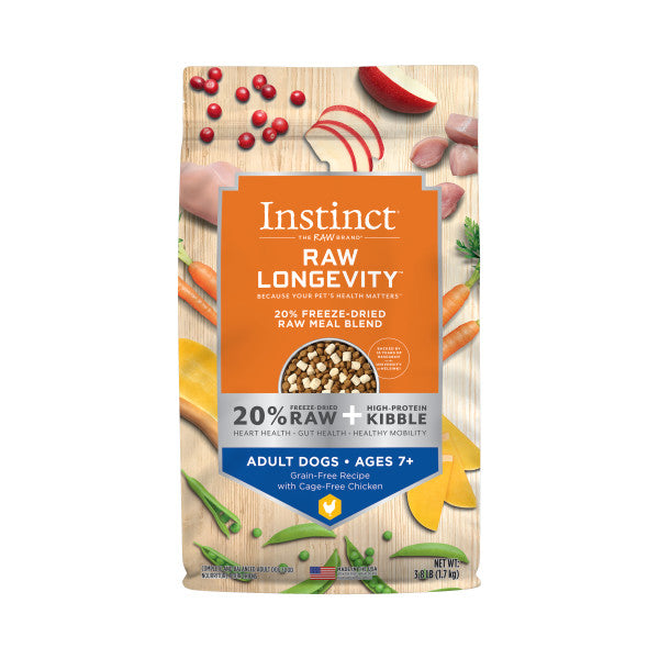 Instinct Longevity 20% Freeze Dried Raw Meal Blend Cage-Free Chicken Recipe For 7+ Adult Dog Food