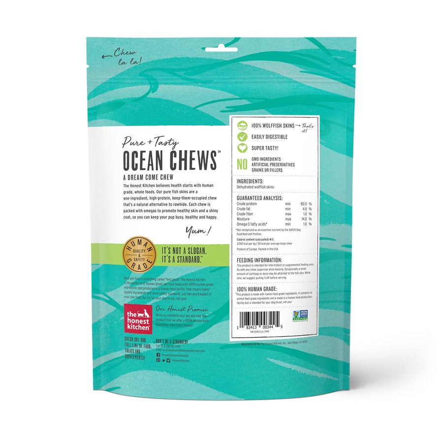 The Honest Kitchen BEAMS Grain Free Large Ocean Chews Wolffish Skin Dog Treats