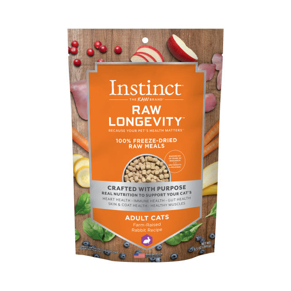 Instinct Longevity 100% Freeze Dried Raw Meals Farm-Raised Rabbit For Adult Cats