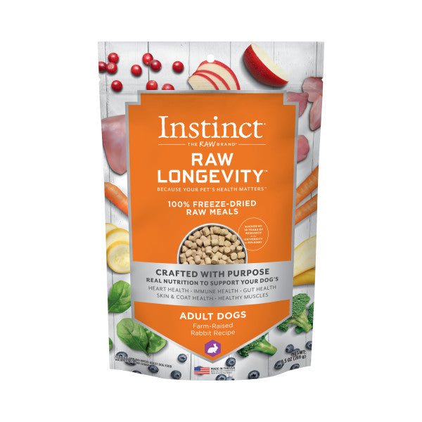 Instinct Longevity 100% Freeze Dried Raw Meals Farm-Raised Rabbit For Adult Dogs