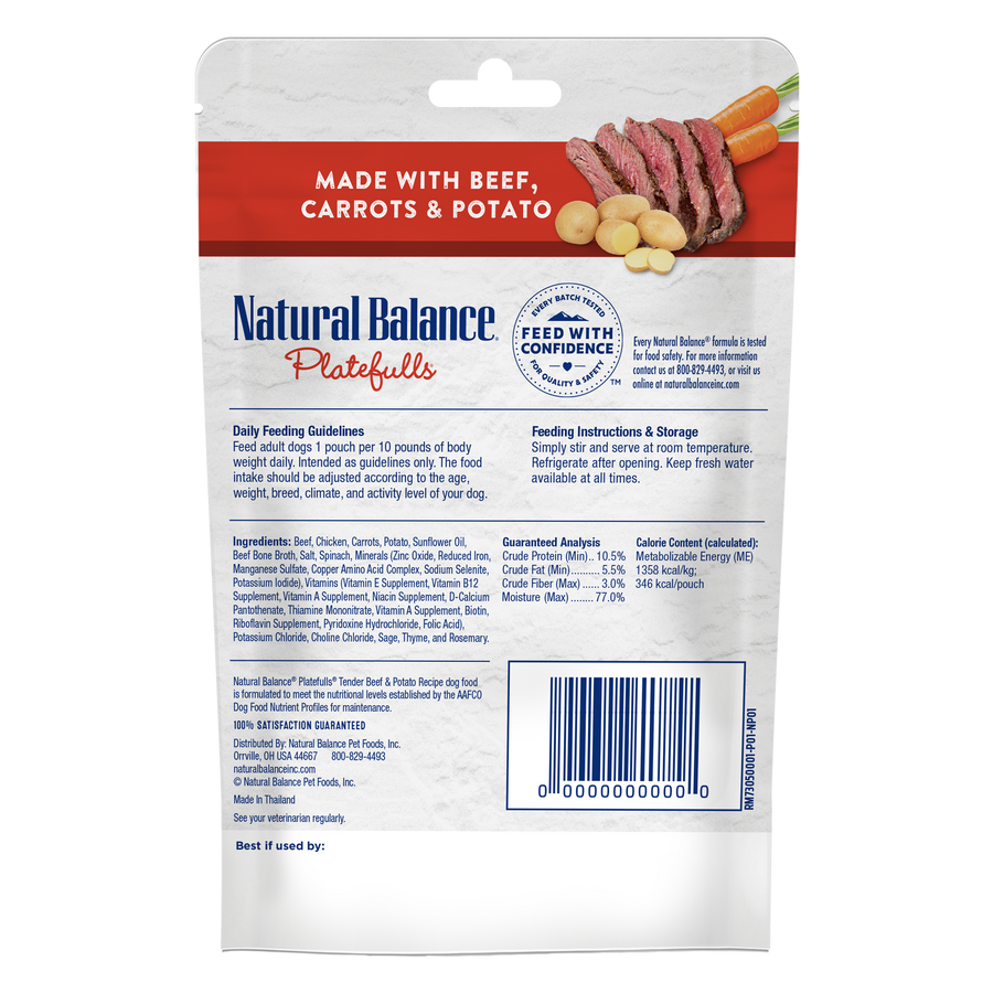 Natural Balance Platefulls Tender Carrot, Potato & Beef Recipe  Dog Wet