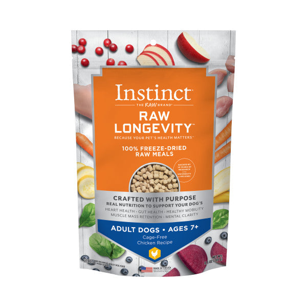 Instinct Longevity 100% Freeze Dried Raw Meals Cage-Free Chicken Recipe For 7+ Adult Dogs