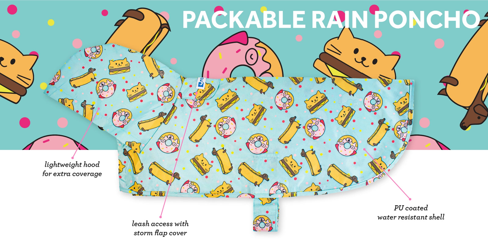 RC Pet Packable Rain Poncho Sunshine