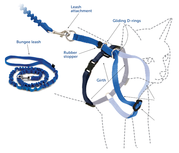 PetSafe Come with Me Kitty Blue Harness and Bungee Leash for Cats
