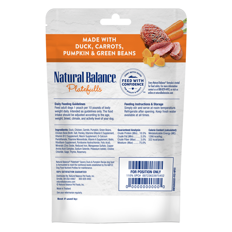 Natural Balance Platefulls Savory Duck & Pumpkin Recipe  Dog Wet