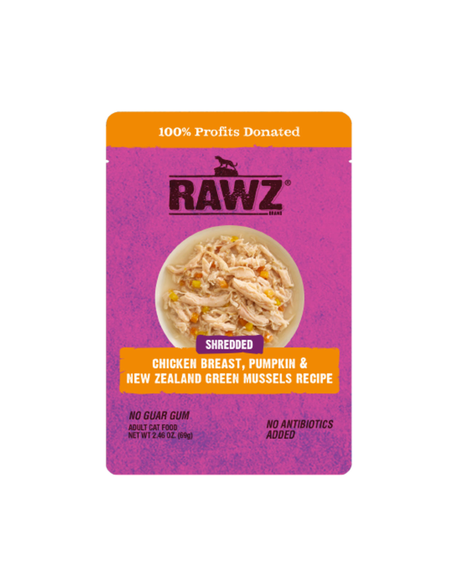 Rawz Shredded Chicken Breast, Pumpkin and New Zealand Green Mussels Recipe Cat Food