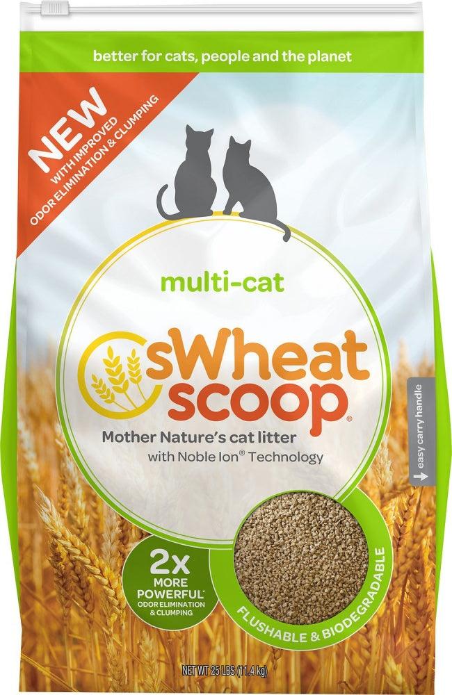 sWheat Scoop Fast Clumping Natural Multi Cat Litter, 25lbs Bag