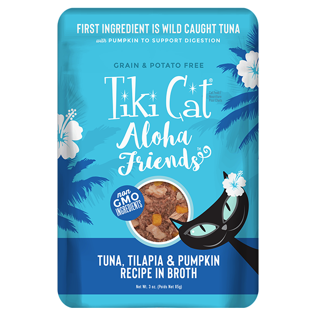 Tiki Cat Aloha Friends Grain Free Tuna with Tilapia and Pumpkin Cat Food Pouches