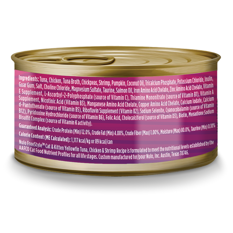 Nulo Freestyle Cat & Kitten Yellowfin Tuna & Shrimp Smooth Pate in Broth Canned Cat Food