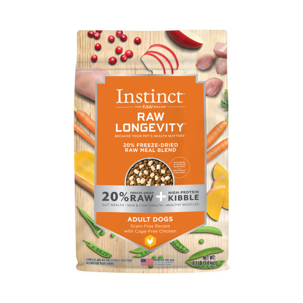 Instinct Longevity Adult 20% Freeze Dried Raw Meal Blend Cage-Free Chicken Recipe Dog Food