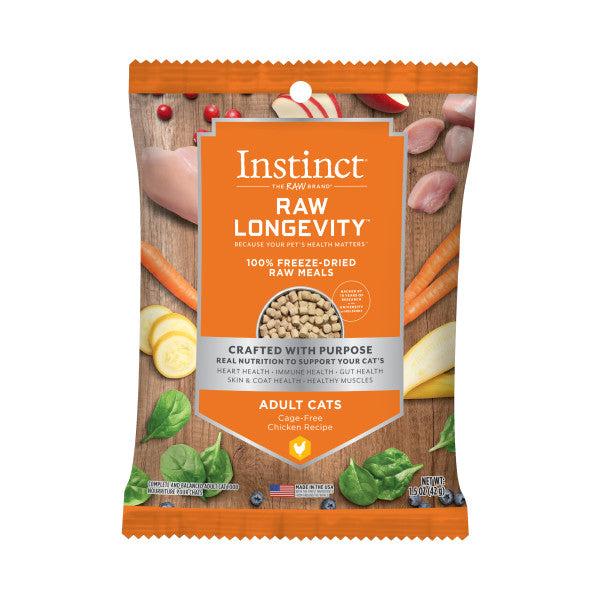 Instinct Longevity 100% Freeze Dried Raw Meals Cage-Free Chicken Recipe For Adult Cats